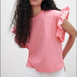 Zara Pink Ruffle Sleeve Top
